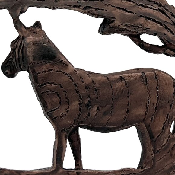 Wildlife Collectibles Hand Carved Bark Zebra Sculpture 7.5"x5" Unique By Horiz - Picture 7 of 14